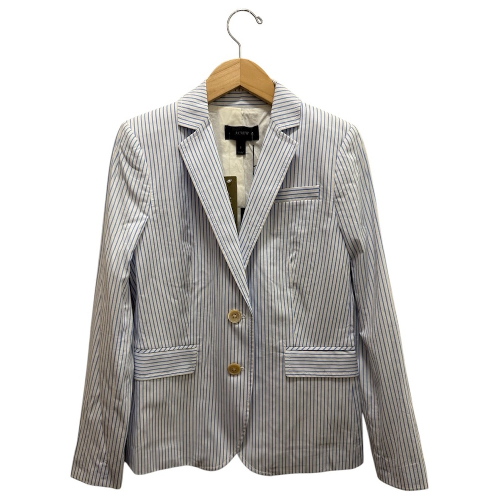 J. Crew Women's Striped Blazer - Blue and White